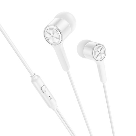 Hoco M104 headphones, wired, vacuum, microphone, 1.2 m, white-1