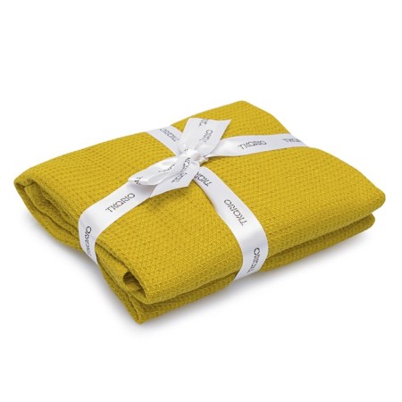 Set of waffle towels Essential, size 50x70 cm, 2 pcs, mustard color-4