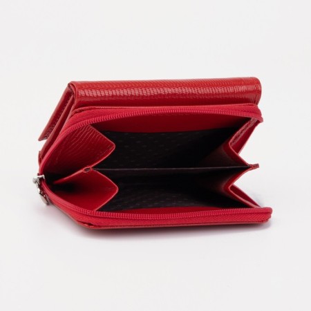 Women's wallet on the button, red color-3