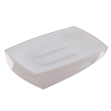 Axentia Graz soap dish square design of plastic, volume effect, white, 11.4x2.2x7.5 cm 1035169