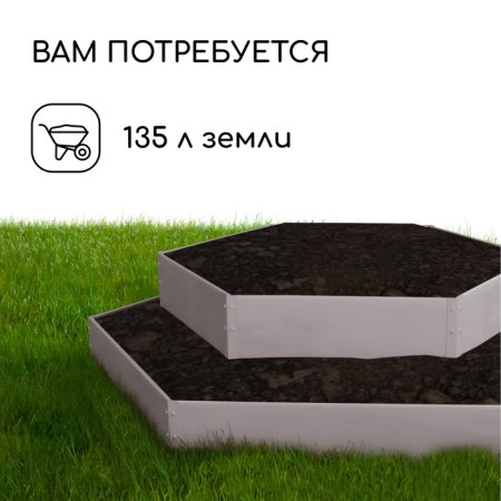 Galled flowerbed, 2 tiers, d = 60–100 cm, h = 30 cm, gray, Greengo-4