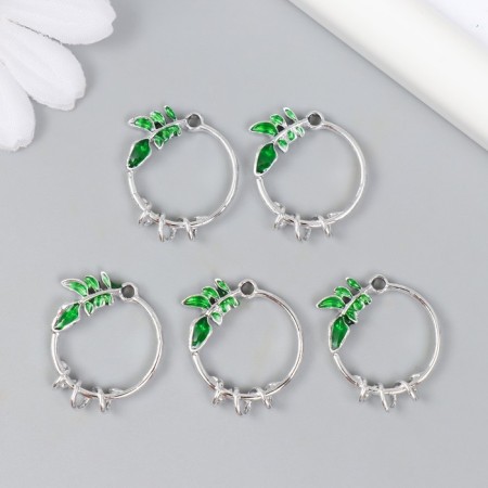 Decor for creativity metal, enamel "Vetochka with vines" silver 0.3x2.1x2.3 cm-2