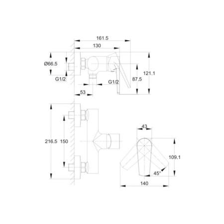 Shower mixer cersanit moduo, one -rod, chrome-2