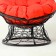 Armchair "Papasan" mini, rattan, with a red pillow, black frame, 81x68x77cm