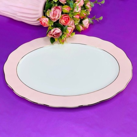 Oval dish lenardi pink, porcelain, length 35.5 cm
