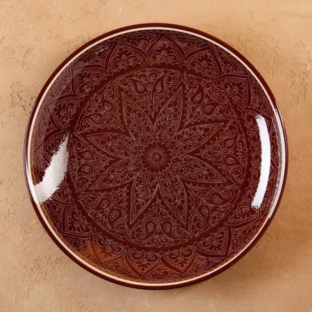 Round Light, 31 cm, Rishtan painting, brown-1