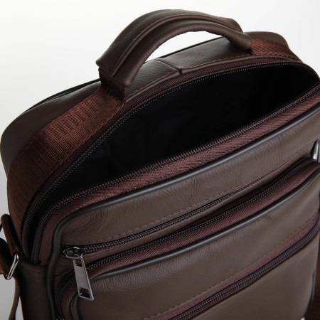 Male bag on lightning, long belt, brown color-4