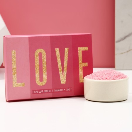 Love bath salt, 100 g, raspberry aroma, pure happiness