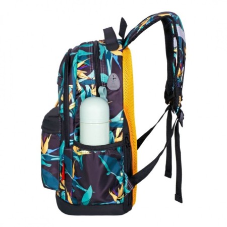 Youth backpack 43 x 29 x 18 cm, ergonomic back, Across 155, black/green 155-13-1