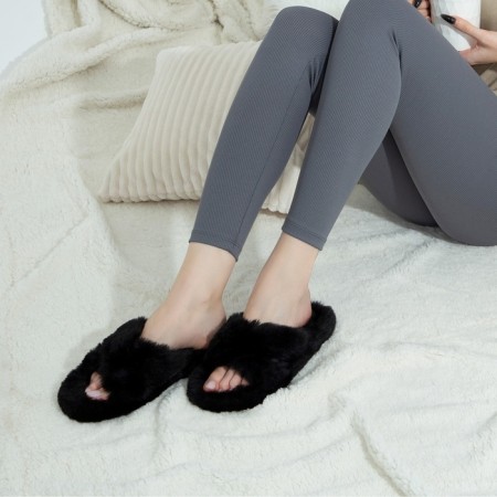 Women's slippers with open nose size 37, black color-5