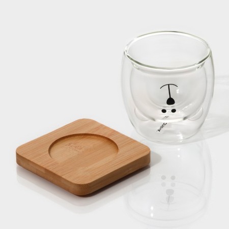 A glass glass on a wooden stand “Up the bottom”, 250 ml, 9 × 9 cm-3