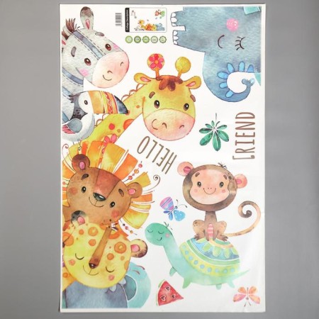Interior plastic sticker "Funny zoo" 60x90 cm-1