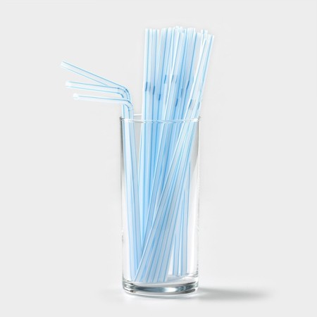 Disposable tubes for a shade cocktail, 21 cm, d = 5 mm, 50 pcs, with corrugation, striped