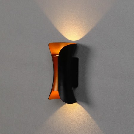 Facade lamp "Elegant", FSD-035, 10W, 3000k, 1 beam, IP65, 220V, layer, black and gold. 10084-1