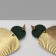Earrings Metal "Geometry" line, gold color in dark green