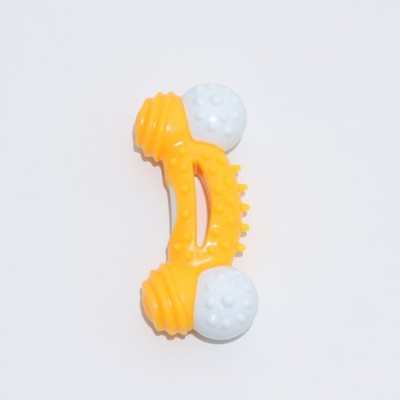 Two -layer toy (hard and soft plastic) "curved bone", 13 cm yellow-2