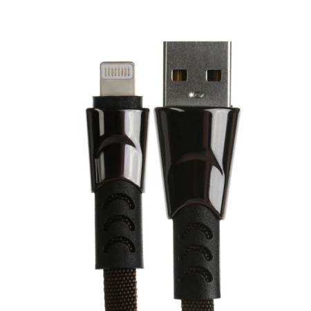 Lightning cable - usb, 2.4 a, braid fabric, flat, 1 meter, black-1