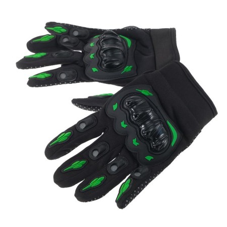 Motorcycle gloves with protective inserts, steam, size m, black and green-3