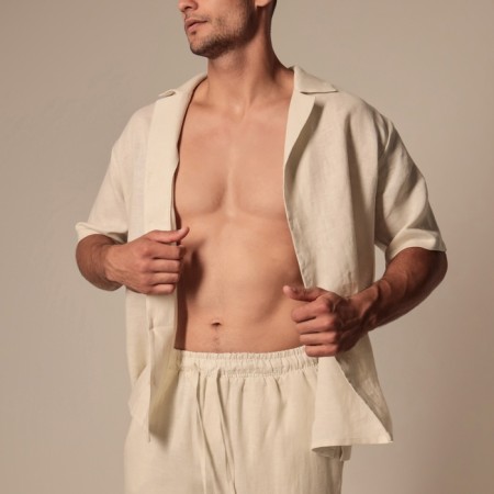 Male home -made costume (short sleeve and pants shirt) SL Home p. L, milk-2