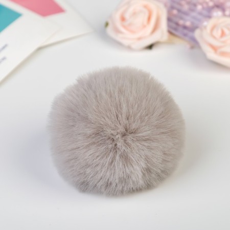 Pompon artificial fur "light gray" d = 7 cm