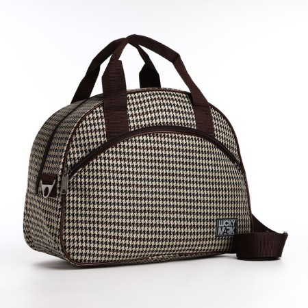 Road bag with lightning, external pocket, long belt, beige/brown color