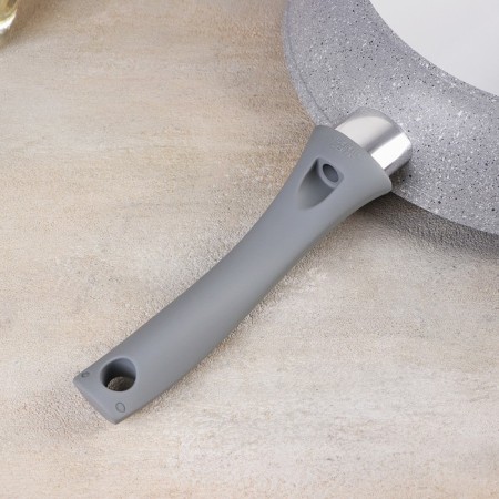 Pan with a handle, anti -stick coating, d = 26 cm, h = 60 mm, color is light marble-3