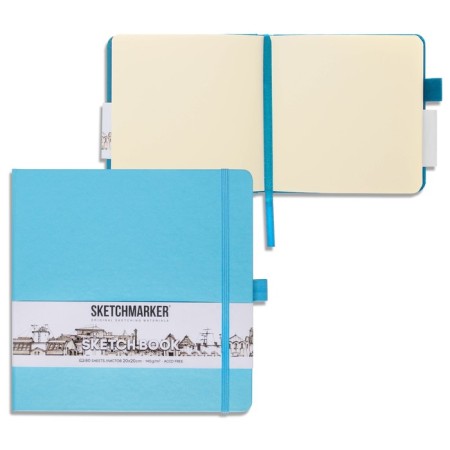 Sketchmarker sketchbook, 200 x 200 mm, 80 sheets, solid boumvinyl cover, heavenly blue, block 140 g/m2