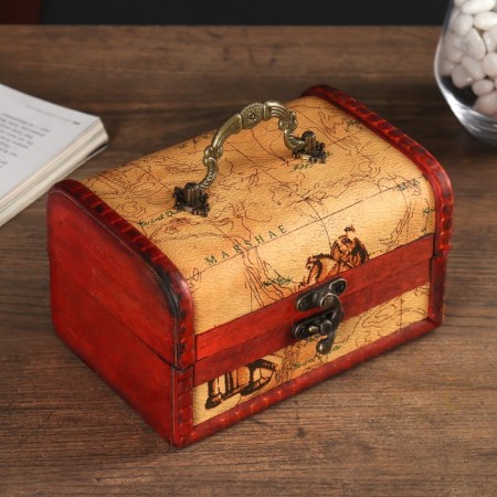 Casket wood chest "Wanderer map" 10.5x15x9 cm-2