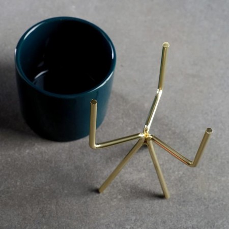 Kashpo "cylinder" green, on a gold stand, 15x8x8cm-3