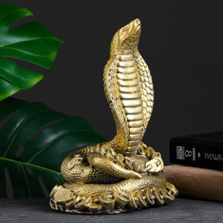 Figure "Cobra on money" gold, 26x16x10cm