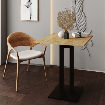 Kitchen table on one leg Sandro, 650x650x780, black/oak craft gold