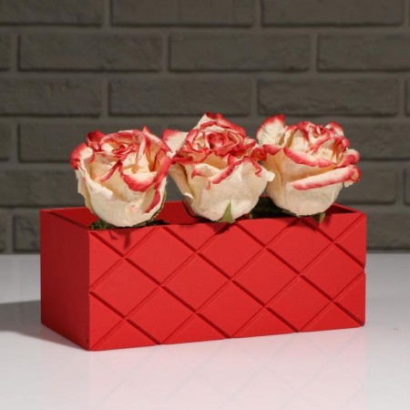 Wooden Kashpo "Hellas Big, Pack", Red, 25 × 12.5 × 10 cm