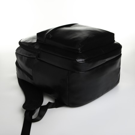 City backpack on a zipper, black color-4