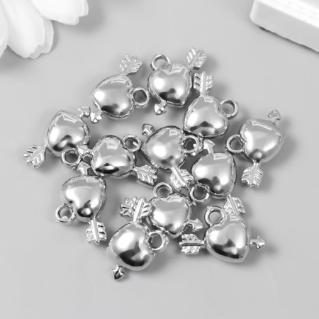 Decor for creativity Plastic for metal "Heart with an arrow" mix set 12 pcs 1.4x1.9 cm-2