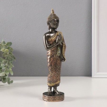 Souvenir Polystone "Buddha - Anjali -Mudra" Gray 6x7x23.5 cm-1