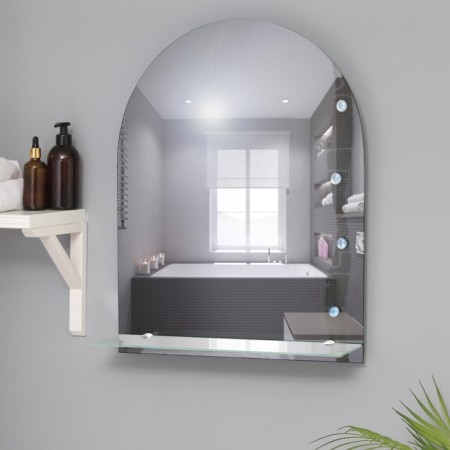Mirror "Ornament", with sandblasting graphics and fusing, wall, with a shelf, 50 × 62 cm