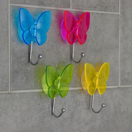 Hook on a vacuum suction cup "butterfly", color mix-3