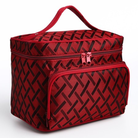 Cosmetic bag with a zipper, with a mirror, burgundy color