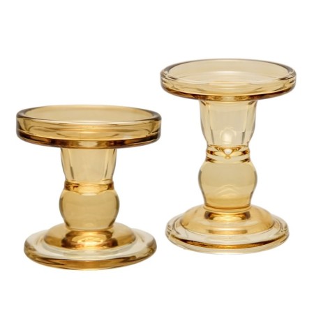 Glass candlestick, 85 × 85 × 110 mm, beige color-3