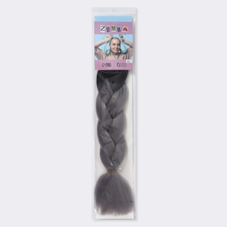 Zumba Kanecalon two -tone, corrugated, 60 cm, 100 g, black/ashen color (#by33)-7