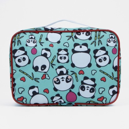 Cosmetic bag with zipper, turquoise color-2
