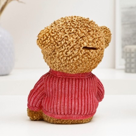 Piggy bank "Bear in a pink sweater" 12x13x17cm-2
