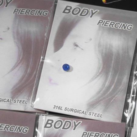 Piercing in the nose "Strazinka" on the magnet, d = 3mm, set 12pcs, color mix in silver-2