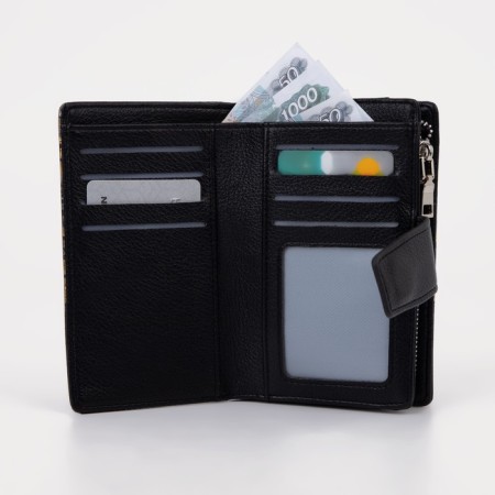 Women's wallet on a magnet, black color-5