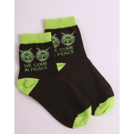 Children's socks, size 16, black-green color