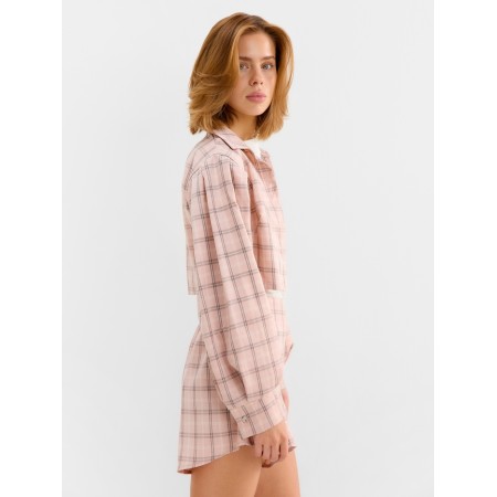 Female set (blouse, shorts) minku: casual collection color pink cage, size 48-3