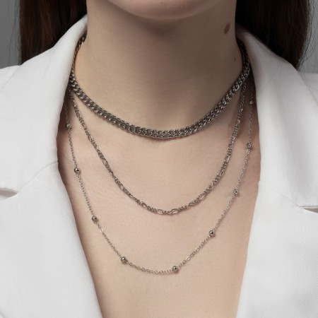 Necklace "chain" thread with beads, color silver, 50 cm-2