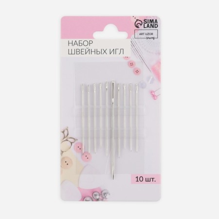 Sewing needles “Assorted”, D = 0.5 / 0.6 / 0.7 / 1.1 mm, 3.9 - 5.5 cm, 10 pcs-4