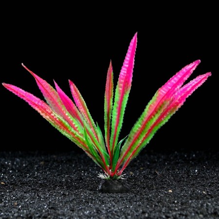 Artificial aquarium plant, 4 x 20 cm, pink