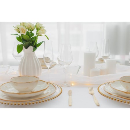 Plate of a porcelain deep shade Organic Gold, 670 ml, d = 21.5 cm, white color-5